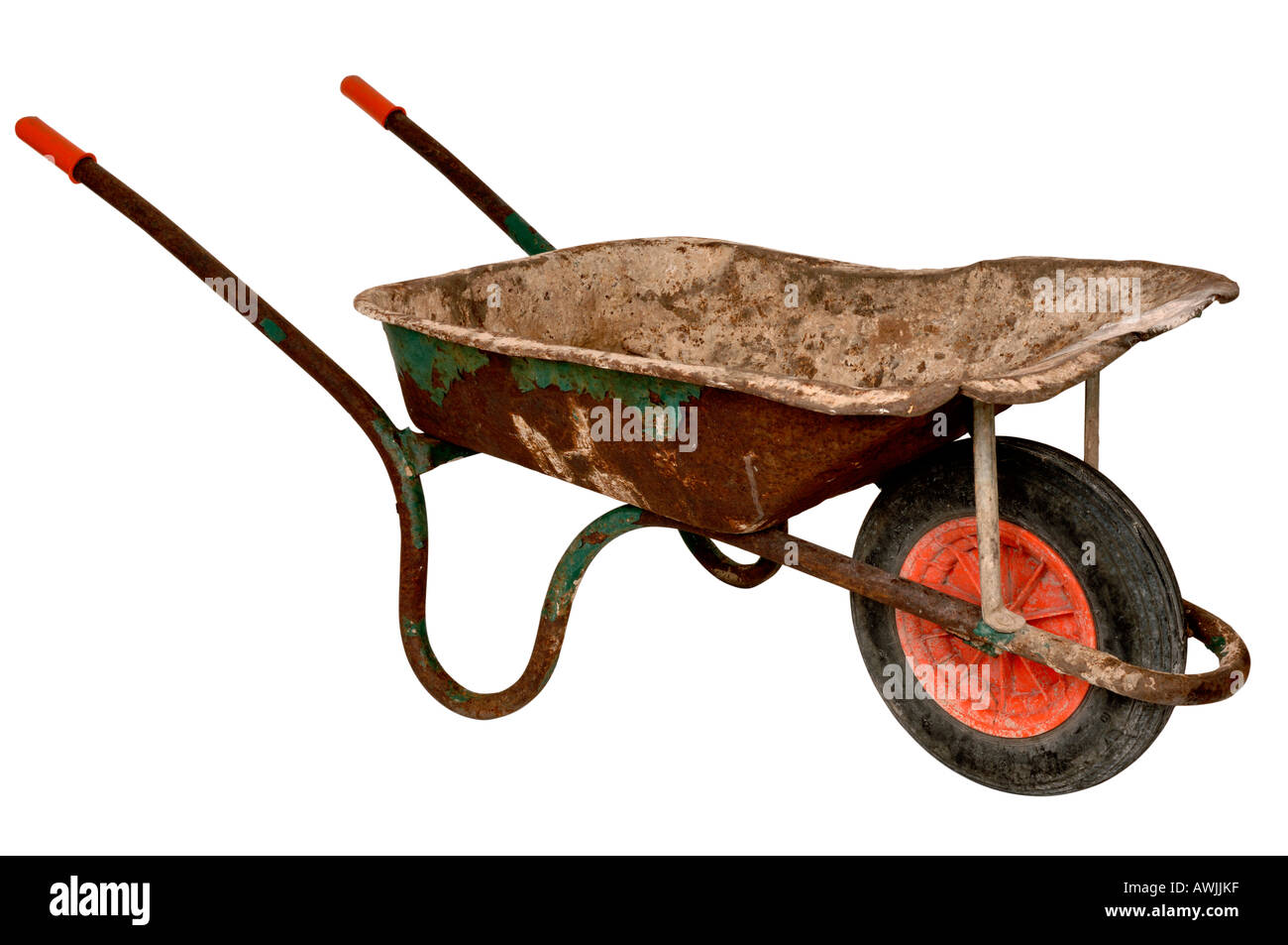 Old battered wheelbarrow Stock Photo