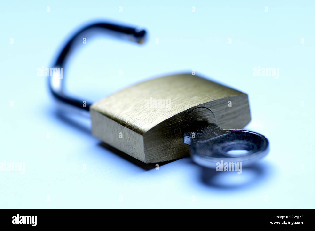 Open padlock and key Stock Photo Alamy