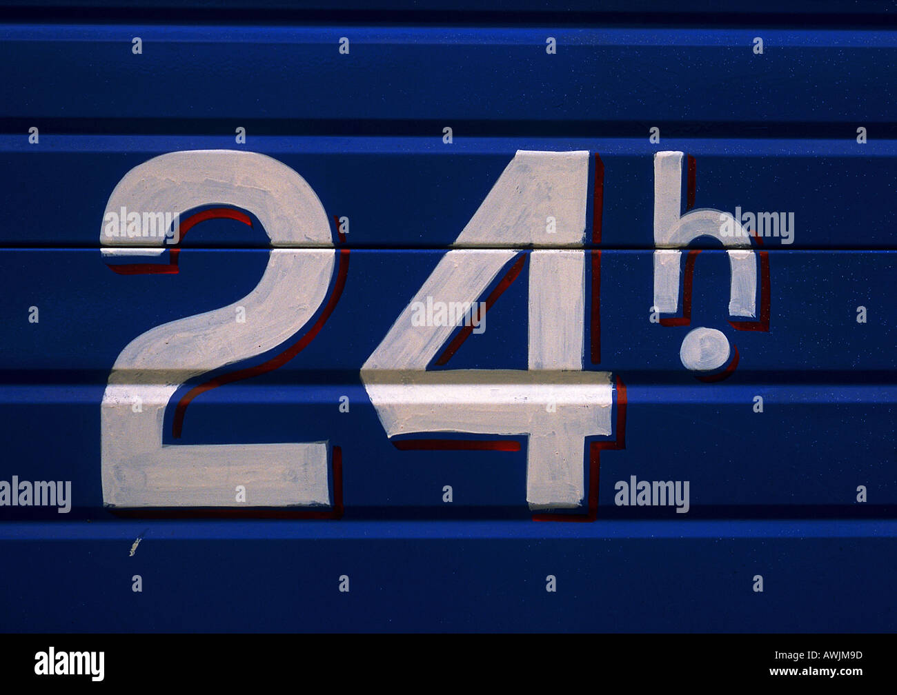 24h Painted On Metal Door Stock Photo Alamy