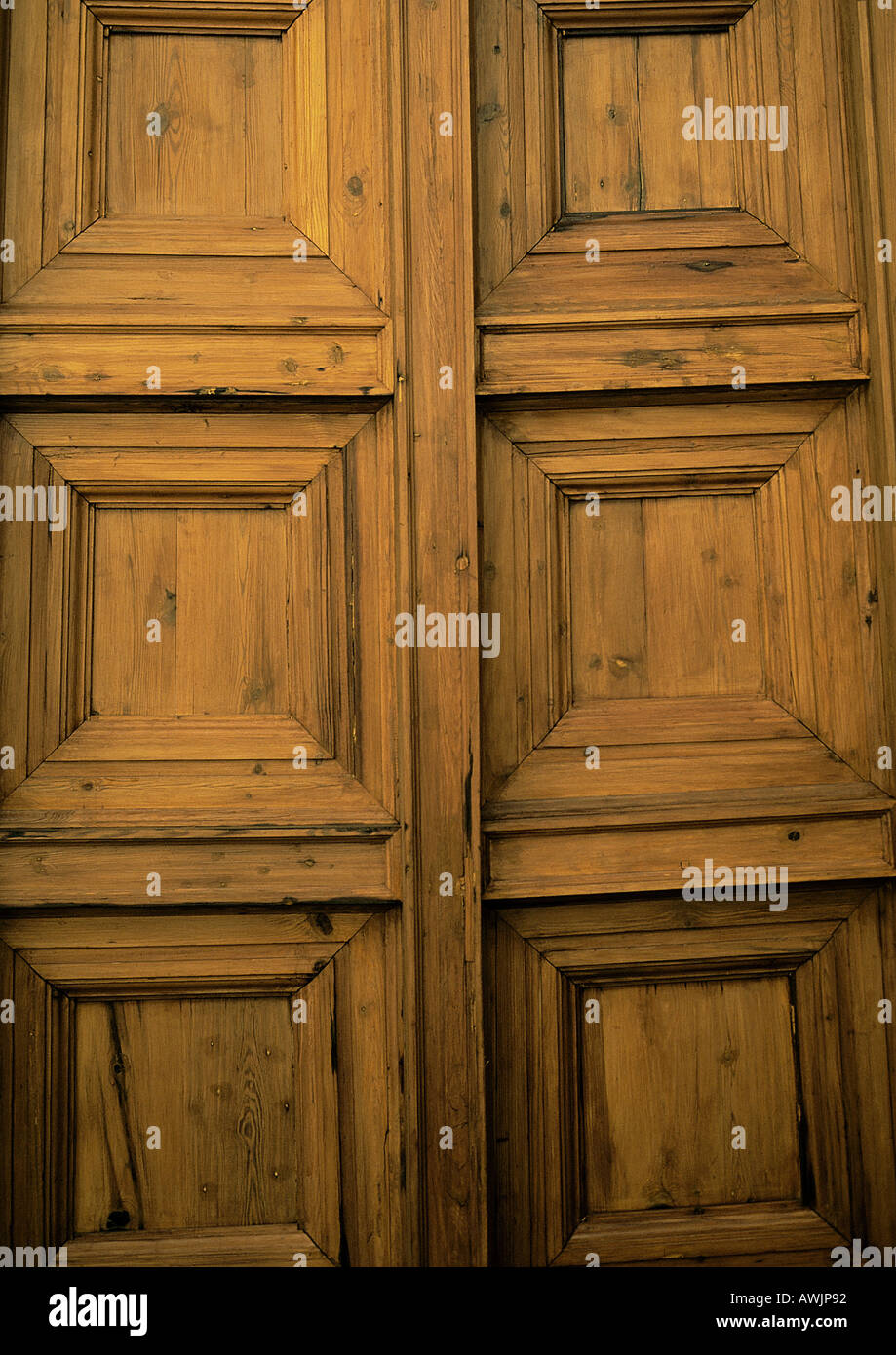 Paneled wooden door, full frame Stock Photo