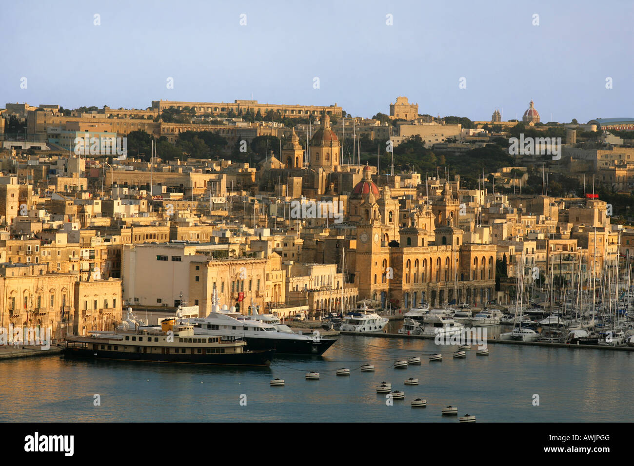 The view from capital Valletta of Vittoriosa one of the three cities in Matla Stock Photo