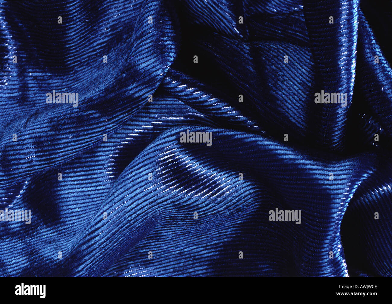 Crumpled blue fabric, close-up, full frame Stock Photo