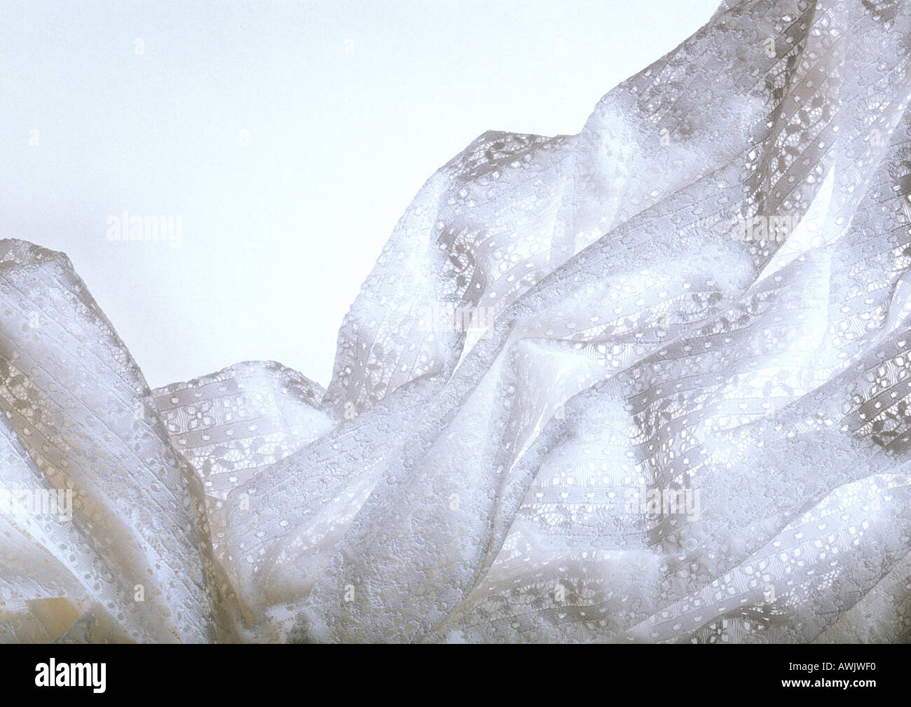 Crumpled white fabric, close-up Stock Photo