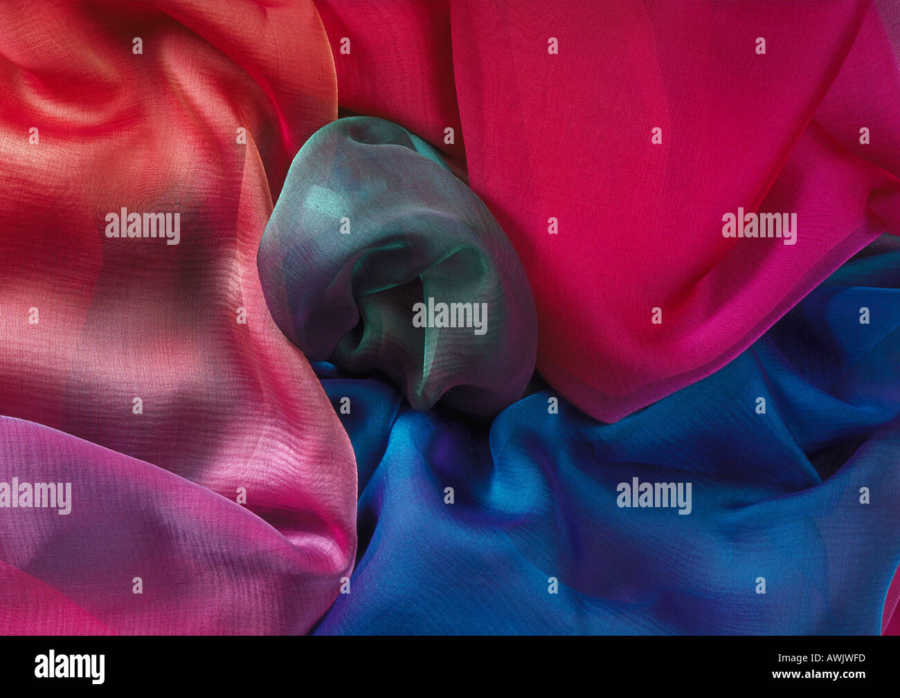 Multicolored fabrics, close-up, full frame Stock Photo