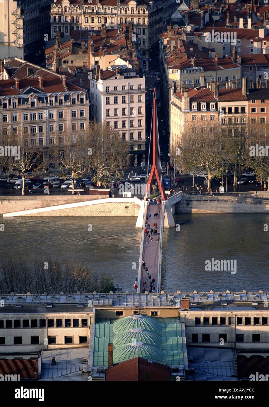 France, Lyon, bridge across the Rhone River Stock Photo