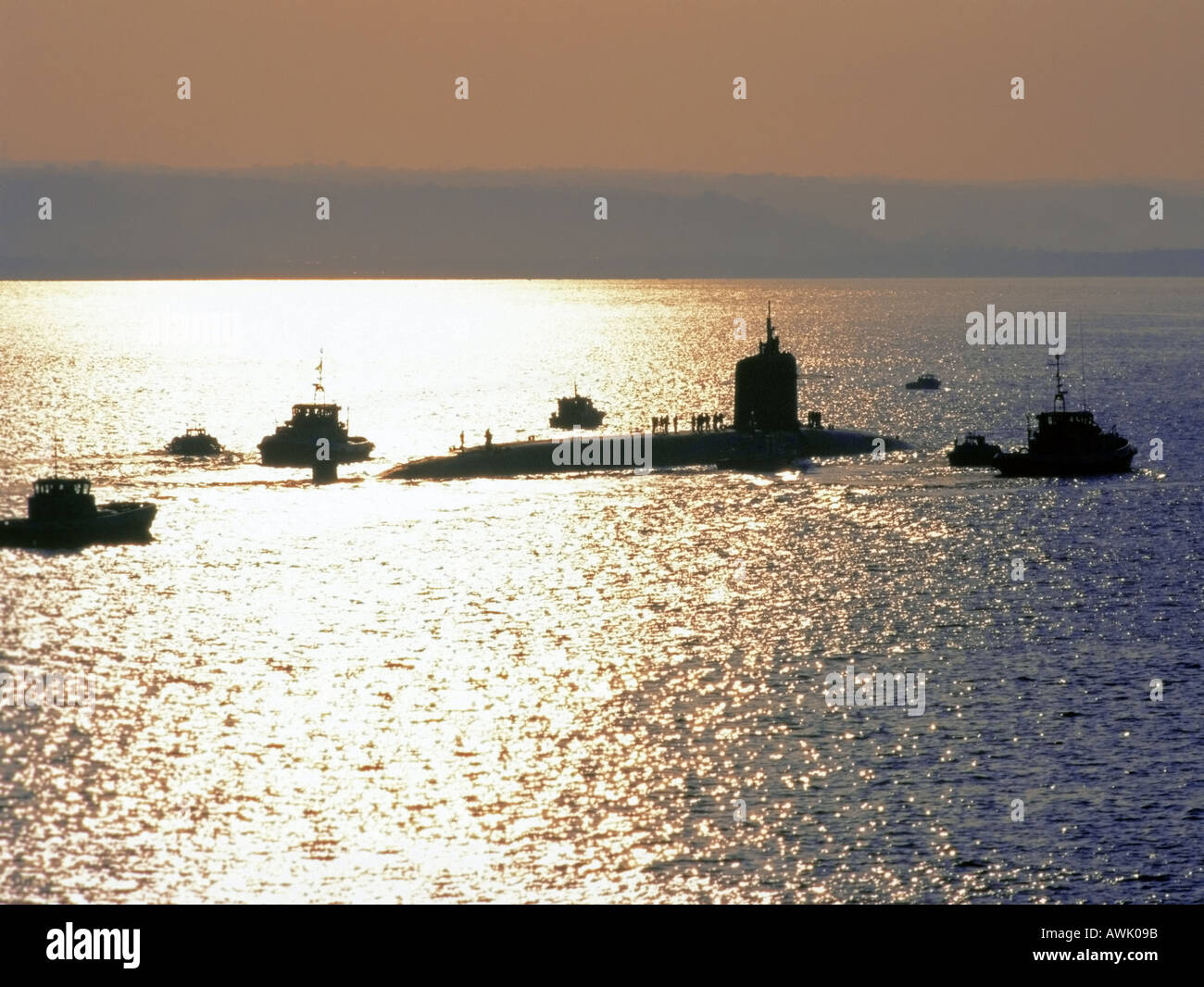 france french navy nuclear submarine being escorted into base cherbourg