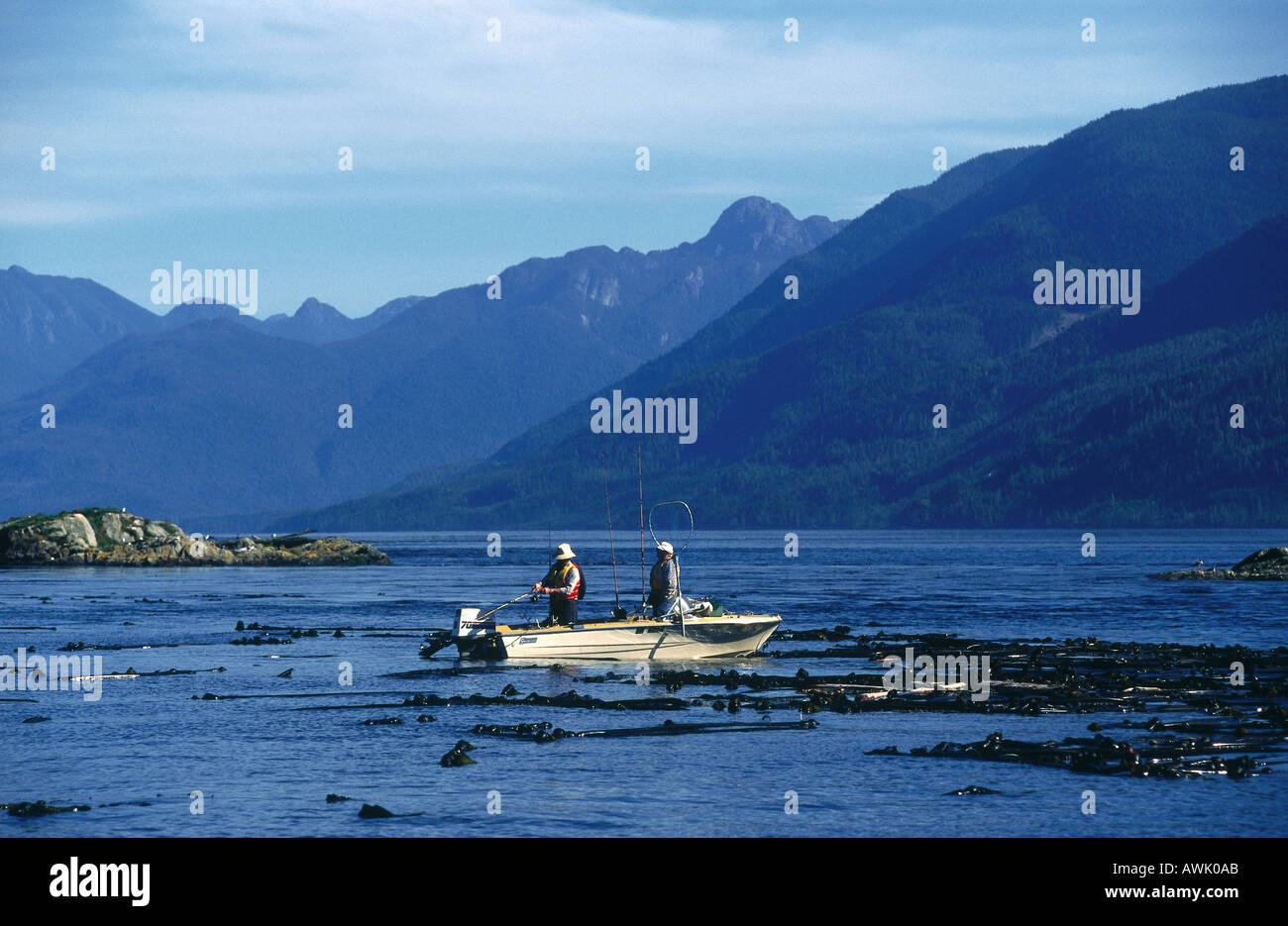 Fishermen fishing in sea Broken Group Islands Vancouver 