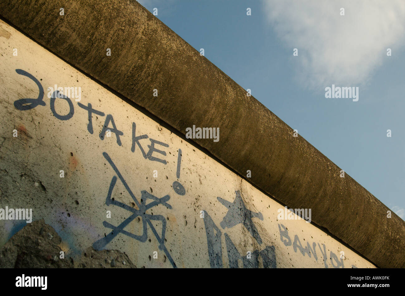 Graffiti on the Berlin Wall at Berlin Wall Monument Bernauer Strasse. Berlin, Mitte. Stock Photo