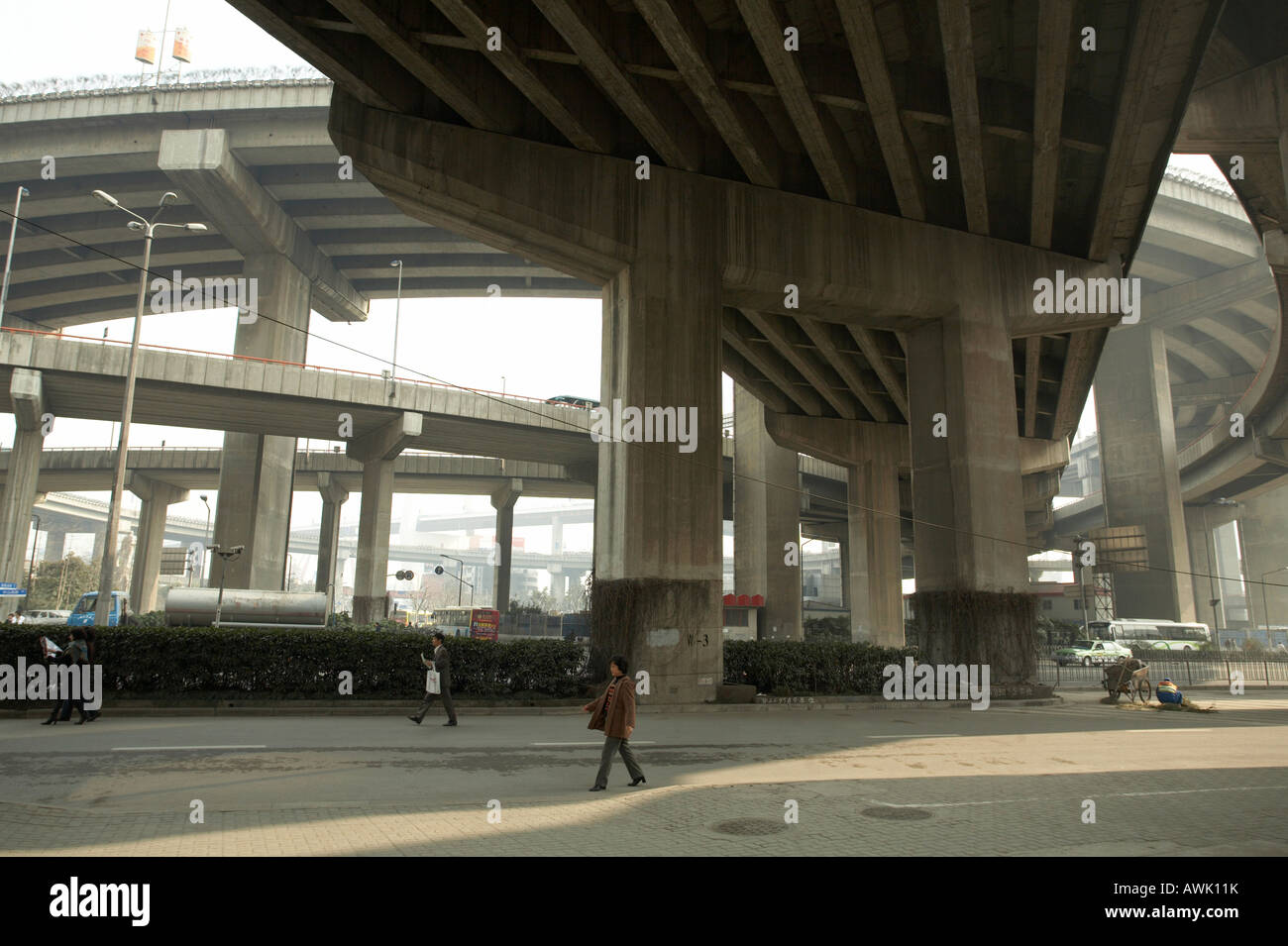 Concrete road flyover in Shanghai China urban concrete jungle vehicle