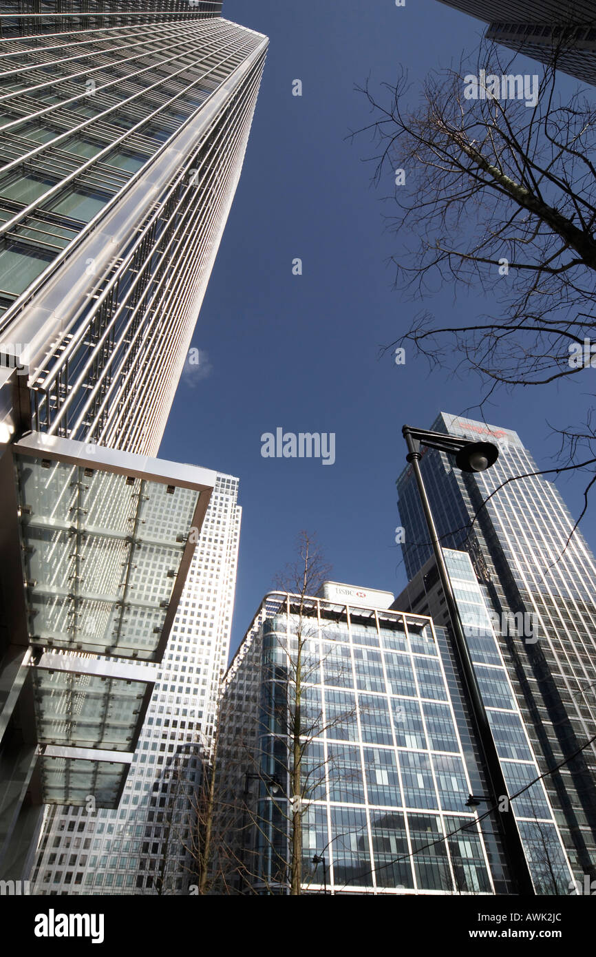 Canary Wharf tall modern office steel and glass skyscraper buildings in ...