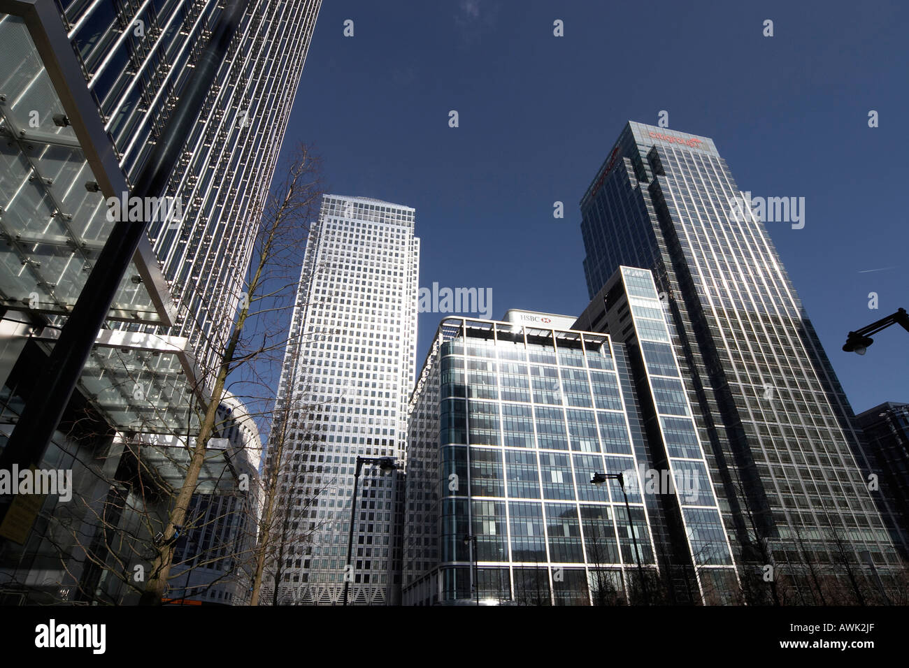 Canary Wharf tall modern office steel and glass skyscraper buildings in ...