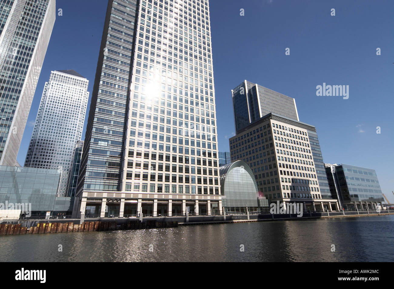 Canary Wharf tall modern office steel and glass skyscraper buildings ...