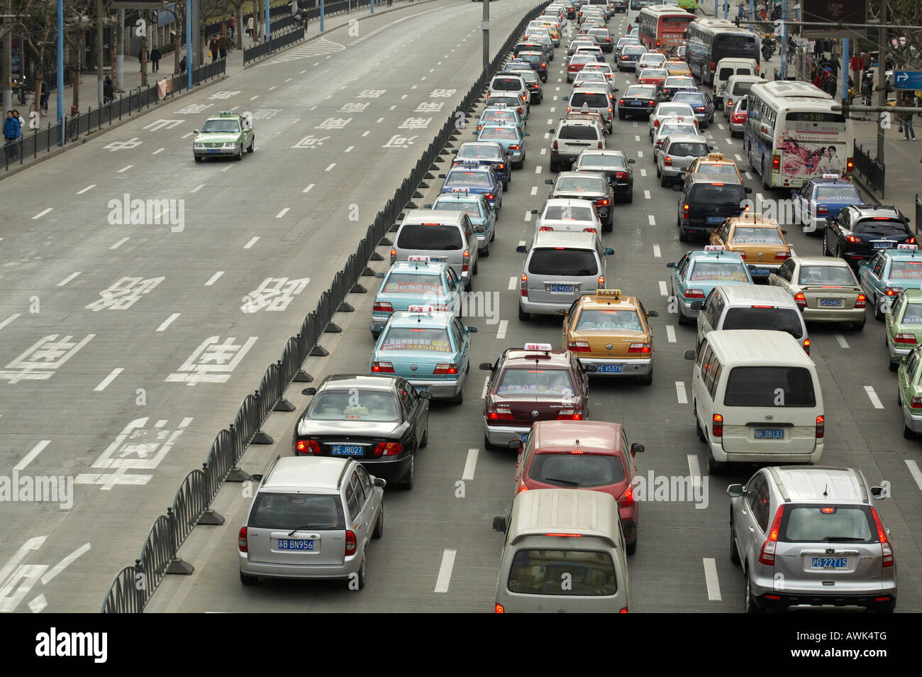 road street traffic jam gridlock congestion in Bangkok thailand asia Stock Photo