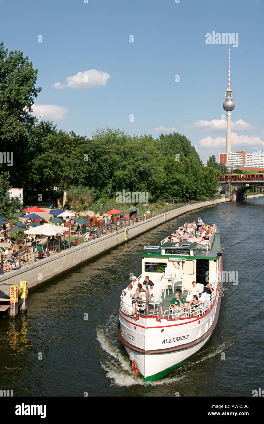 High angle view of ship in river, Berlin, Germany Stock Photo