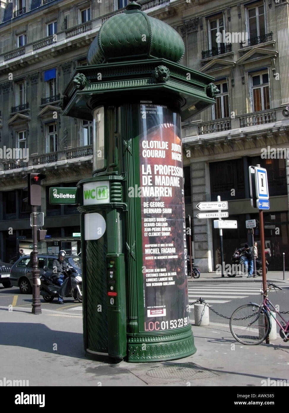 France Paris public toilet and advertising column Stock Photo