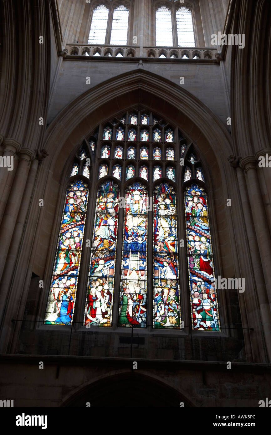 Stained glass window in tower of St James Church Louth Lincolnshire