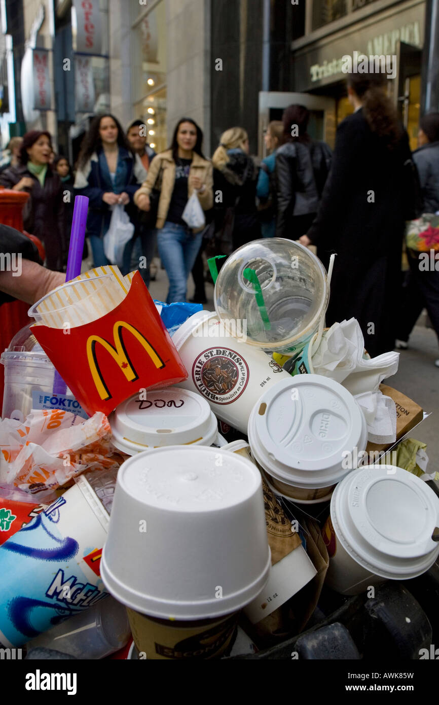 A full garbage bin in Montreal, Quebec, Canada Stock Photo Alamy
