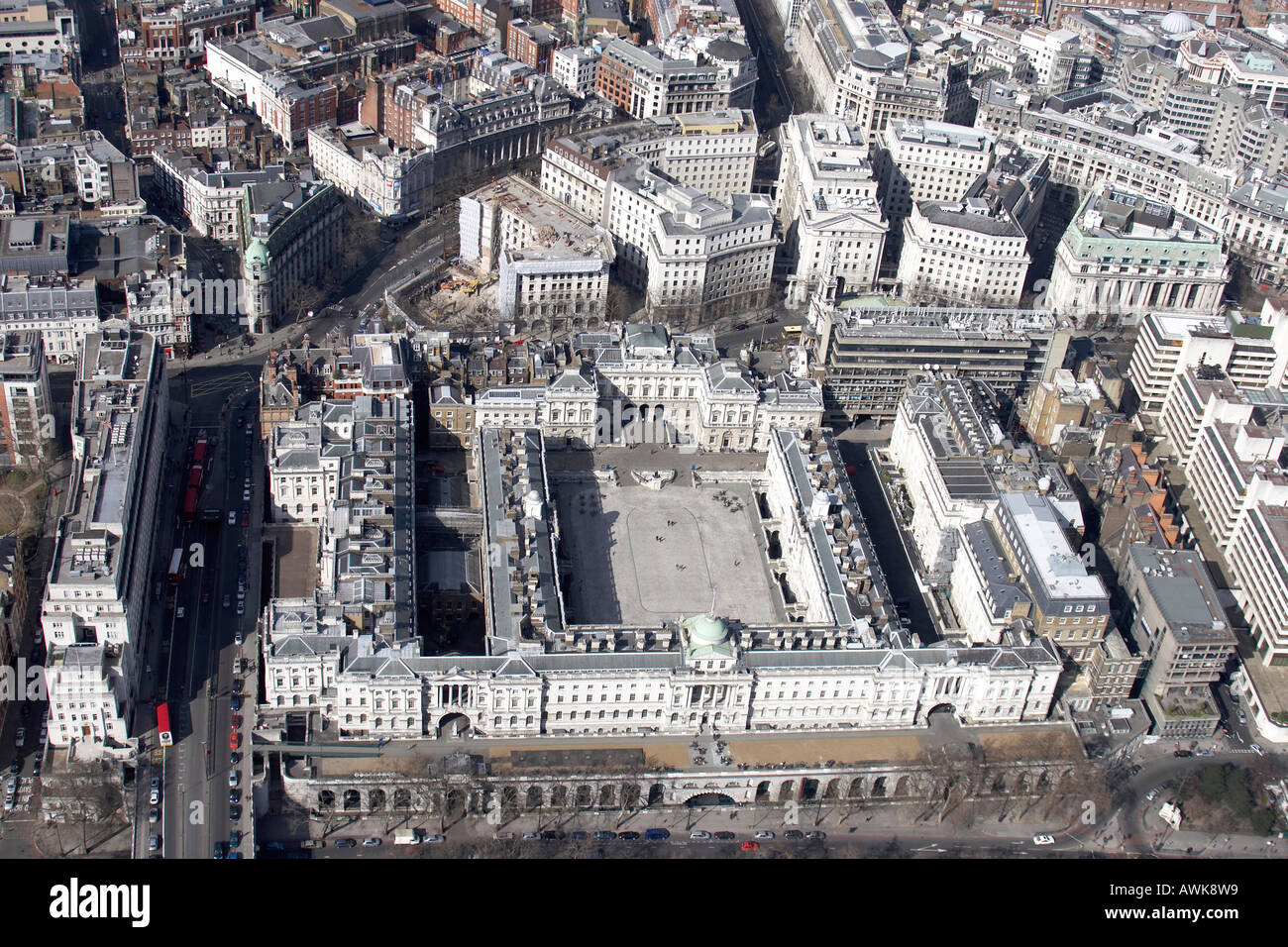 High level oblique aerial view north west of Somerset House King s College Inland Revenue London EC4 WC2 Stock Photo