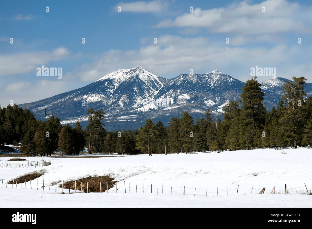 The Snow Covered San Francisco Peaks As Seen From Interstate 17 North