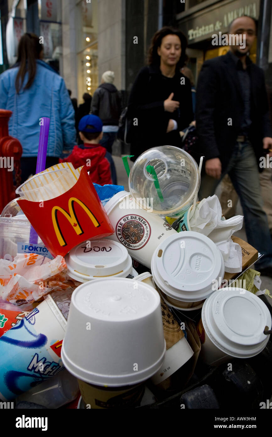 A full garbage bin in Montreal, Quebec, Canada Stock Photo Alamy