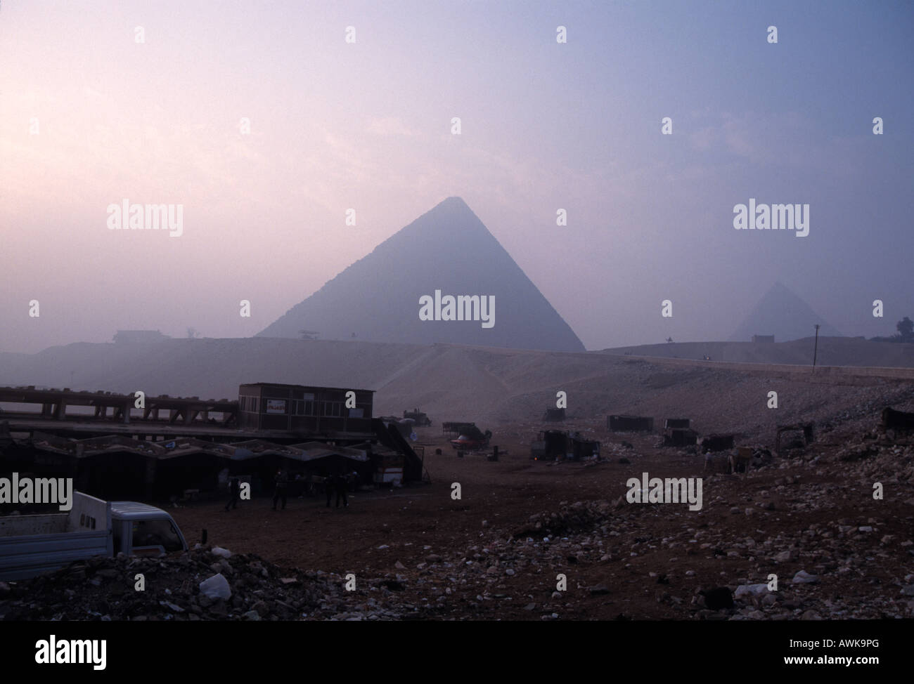 Pyramids in urly morning, Egypt Stock Photo