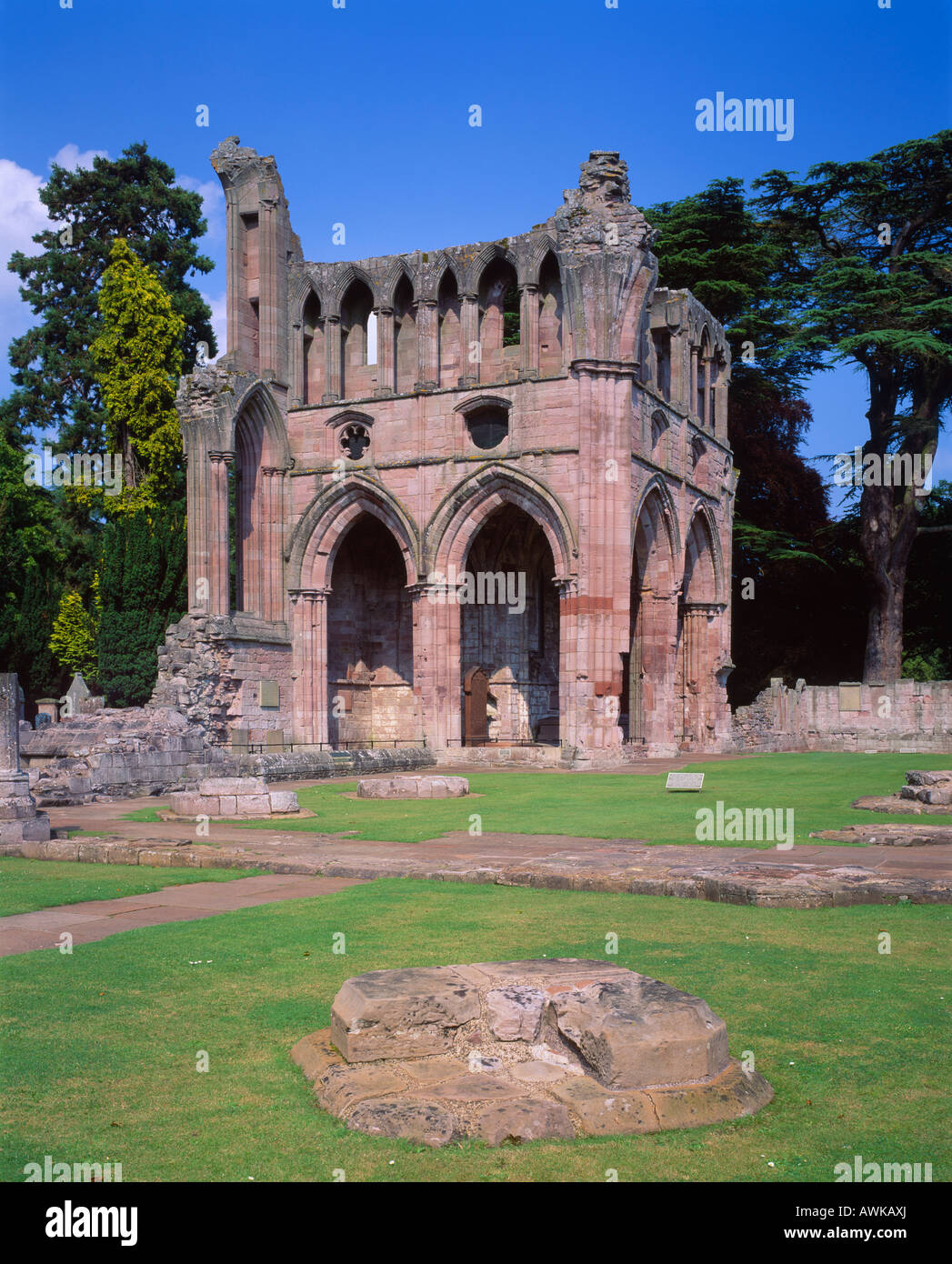 Dryburgh Abbey, Scottish Borders, Scotland, UK. View of the North Transept from the Nave. Stock Photo