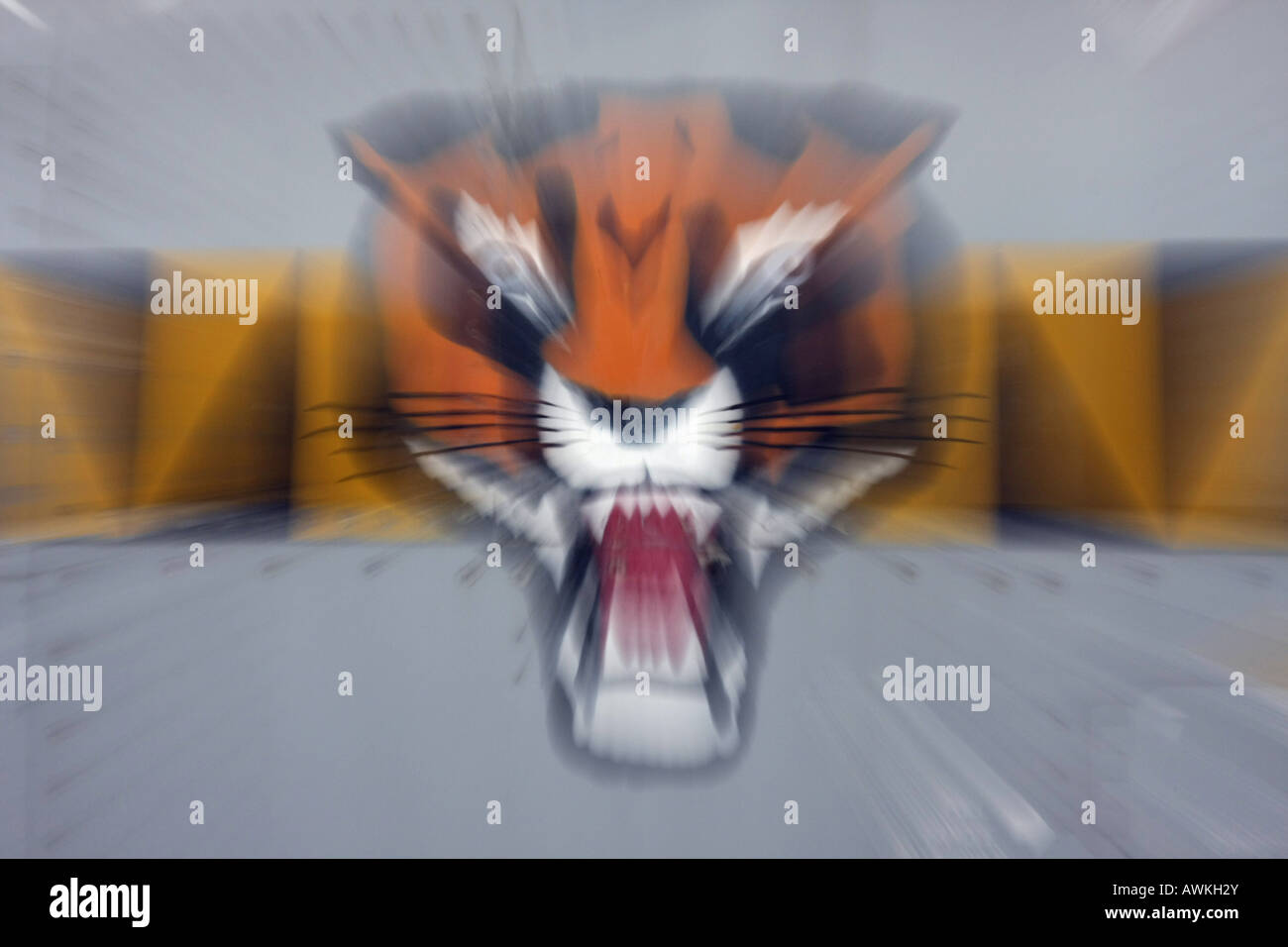 A tiger's head logo on the side of an aircraft Stock Photo