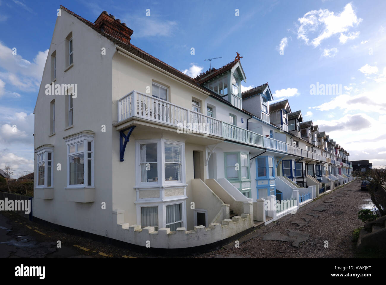 wave crest whitstable row of houses with sea views Stock Photo Alamy