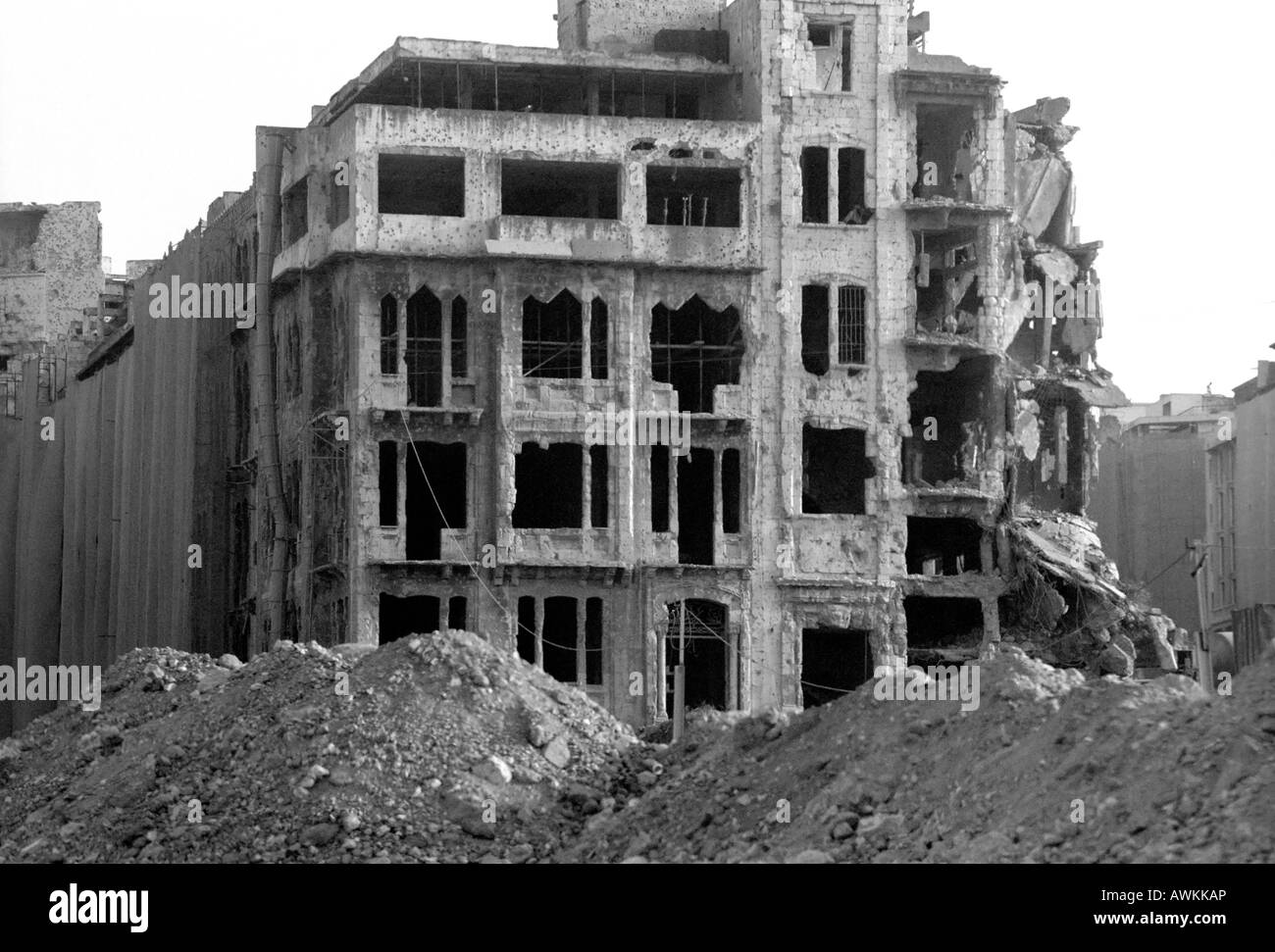 War torn building in downtown Beirut in Lebanon Stock Photo