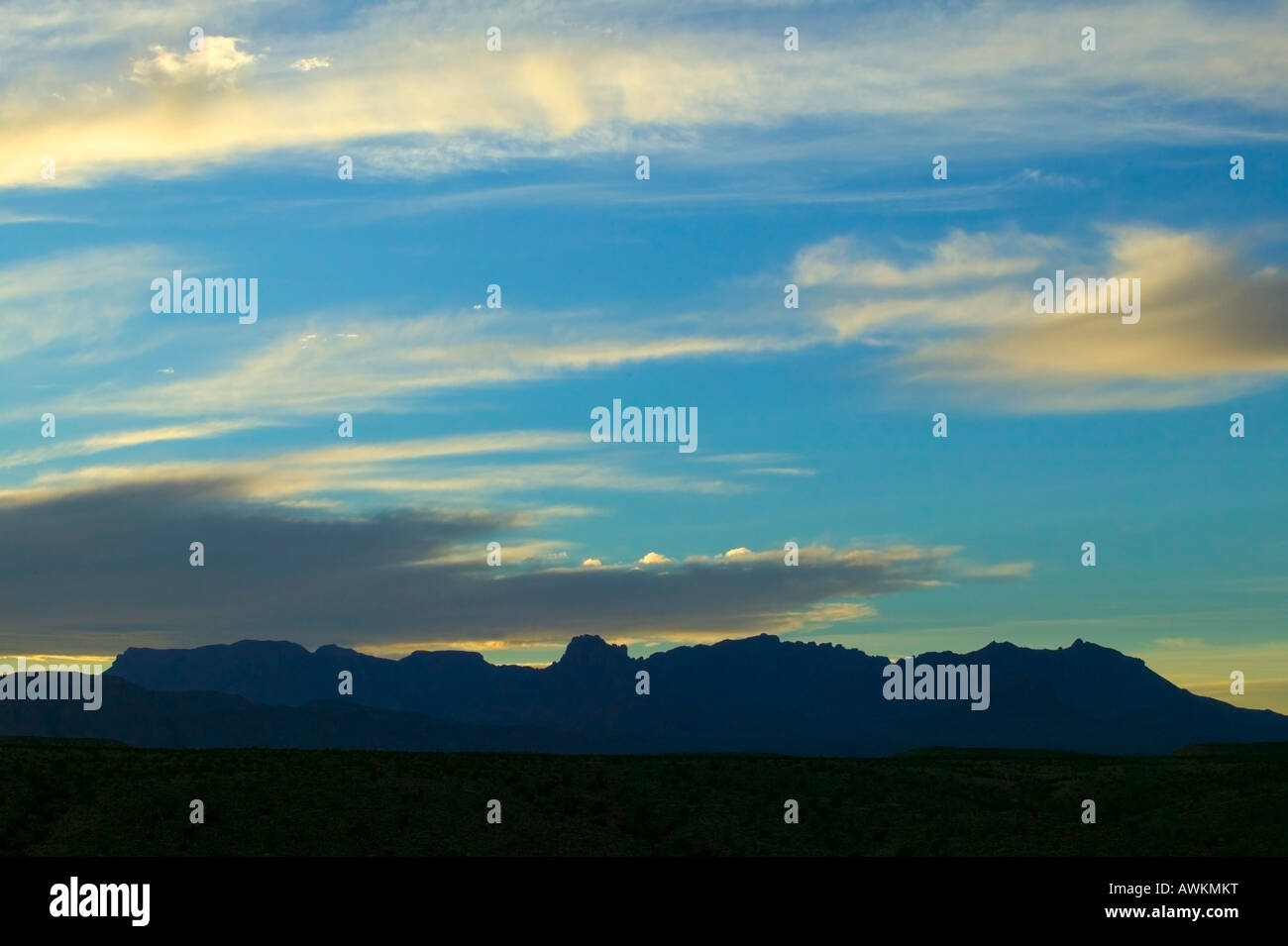 Sunset over Chisos Mountains Big Bend National Park TX Stock Photo - Alamy