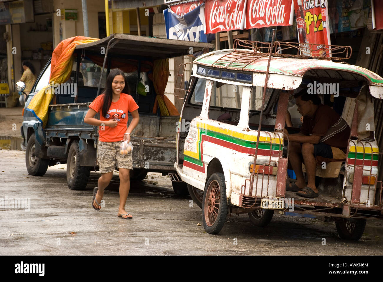 philippines island siquijor town street scene Stock Photo