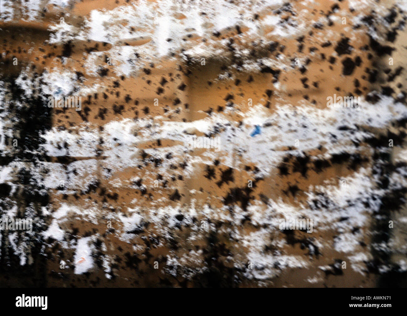 Black and white splatters on brown surface Stock Photo