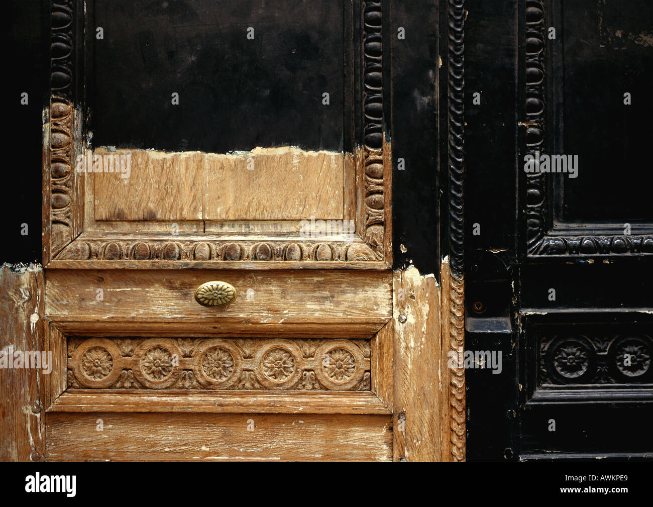 Half-painted door, close-up Stock Photo