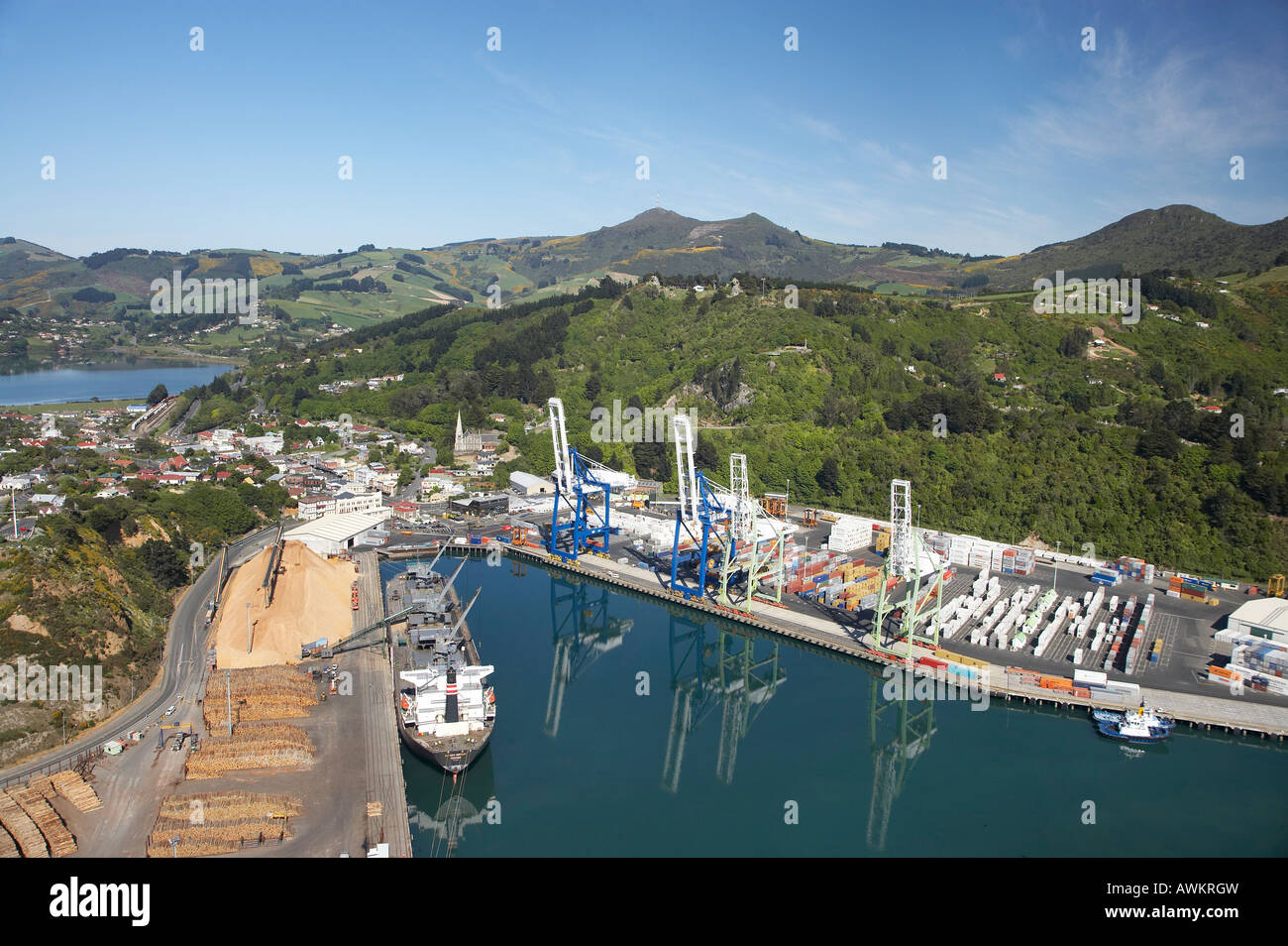 Port Chalmers Otago Harbour Dunedin South Island New Zealand aerial Stock Photo Alamy