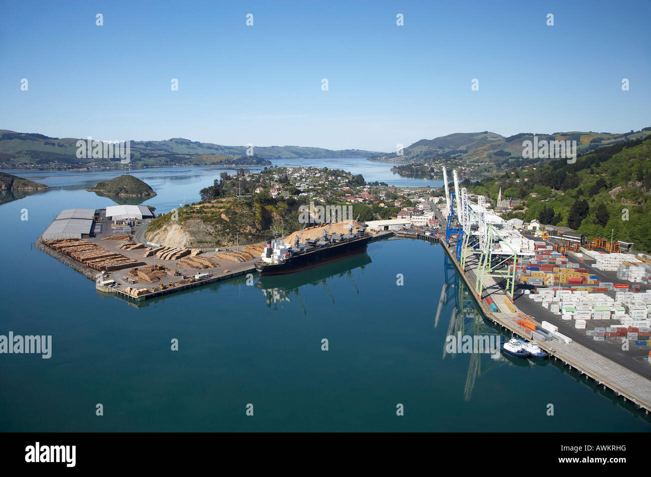 Port Chalmers Otago Harbour Dunedin South Island New Zealand aerial