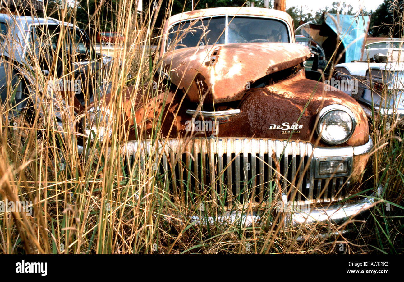 De Soto car rusting in USA scrapyard Stock Photo Alamy