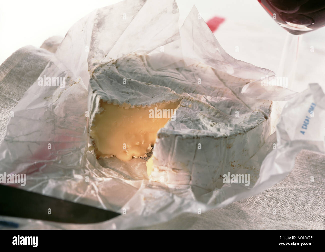 Cut camembert cheese, close-up Stock Photo