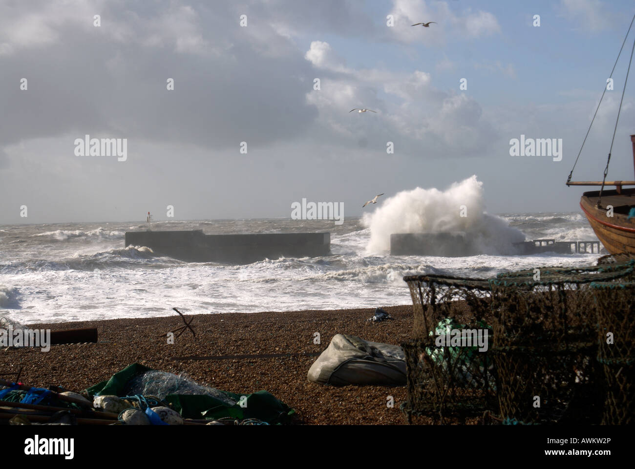 Rough weather off Hastings Stock Photo