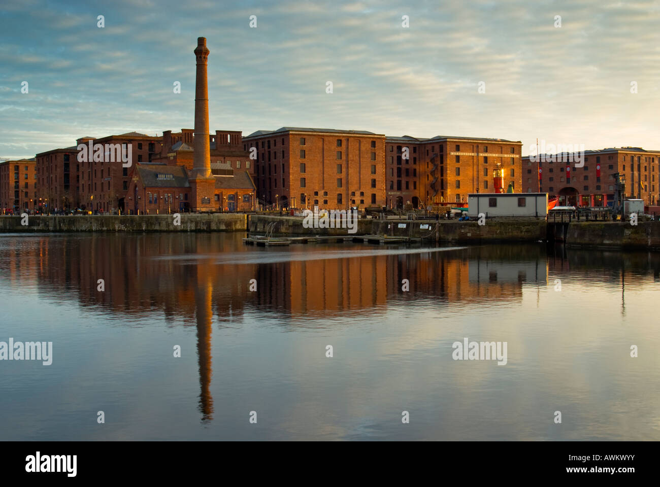 Horizontal landscape photograph of the Albert Docks in Liverpool UK GB EU Europe Stock Photo