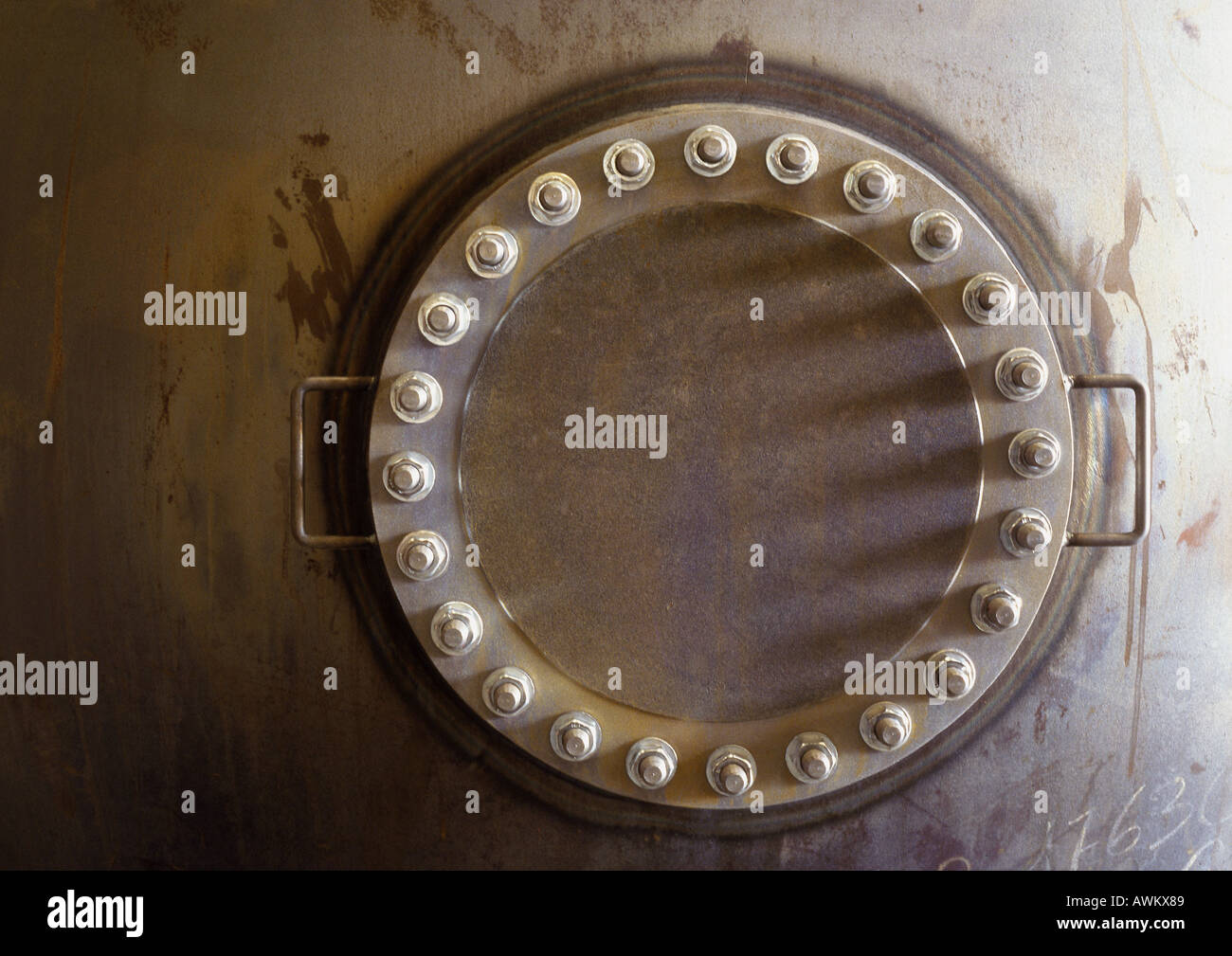 Storage tank door , closeup Stock Photo Alamy