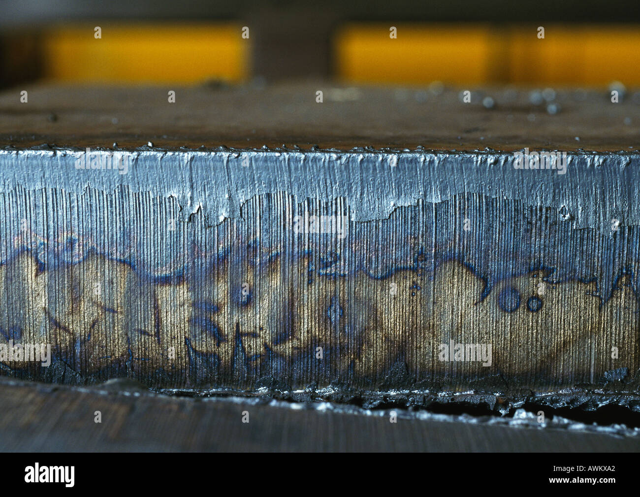 Metal plate, cross section, close-up Stock Photo