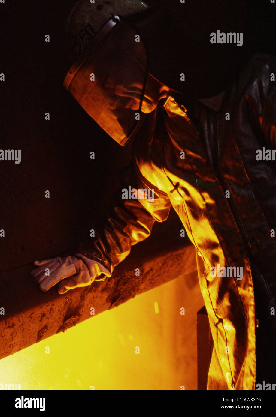 Man wearing protective suit and eyeshade Stock Photo