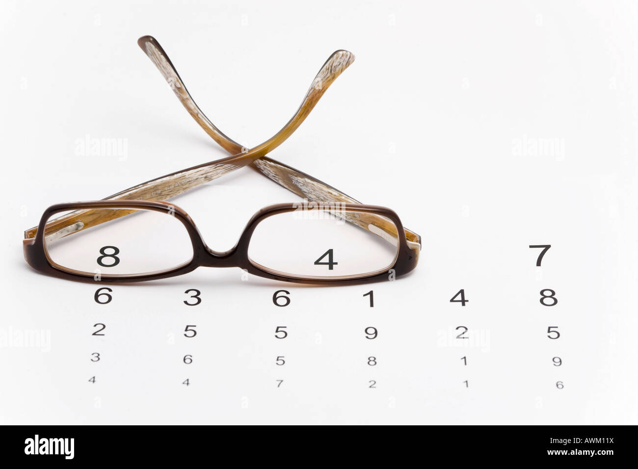 Glasses with eyesight test Stock Photo