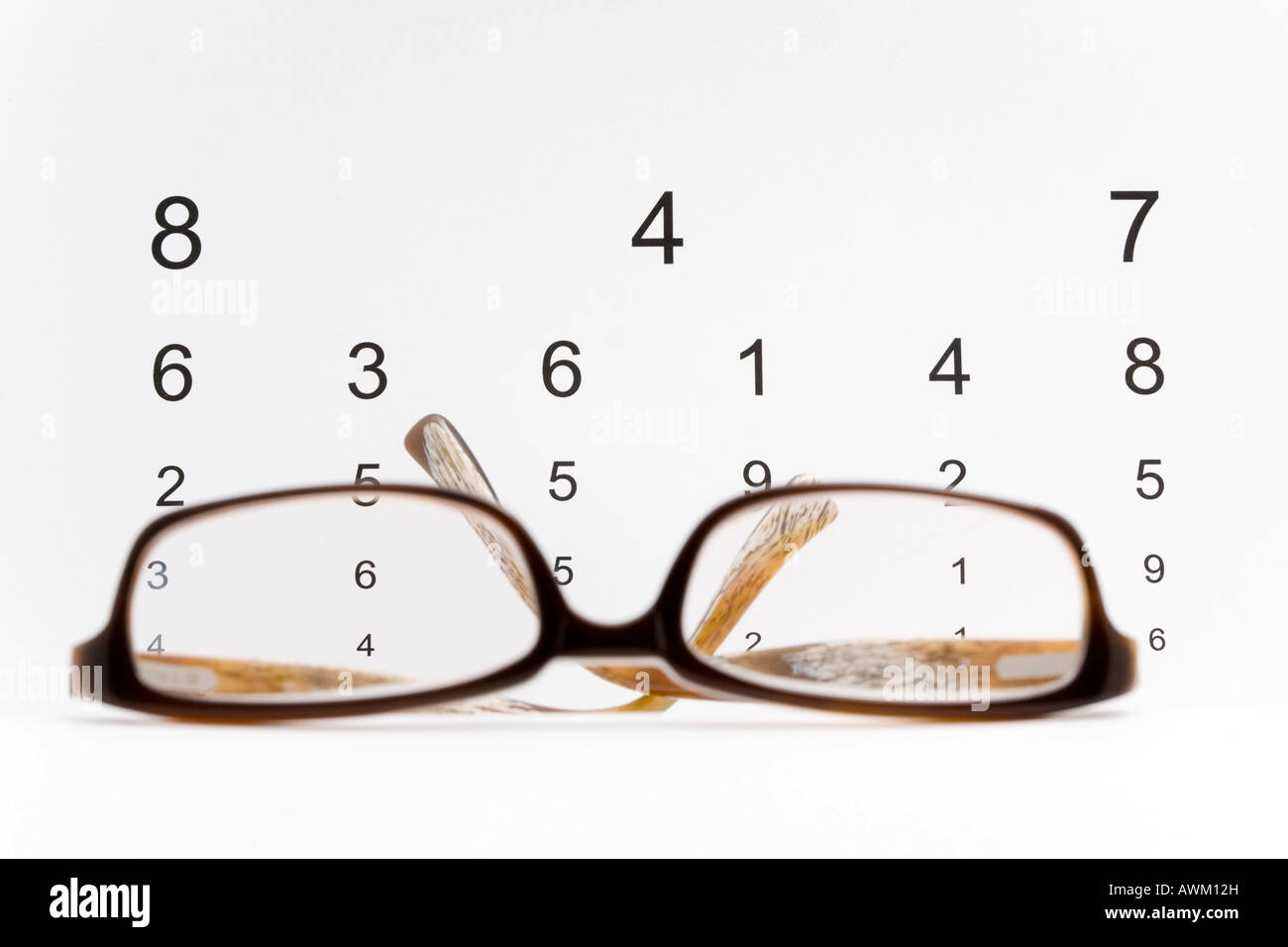 Glasses with eyesight test Stock Photo