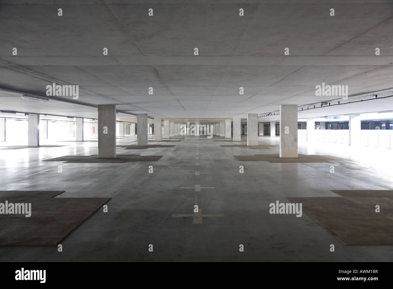 Deserted parking garage Stock Photo