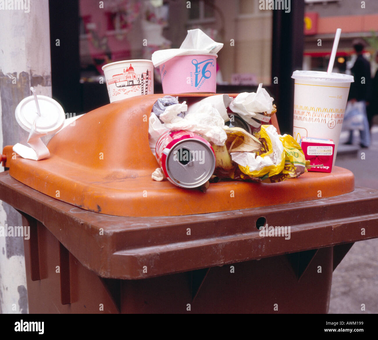 Waste junk food in garbage can Stock Photo Alamy