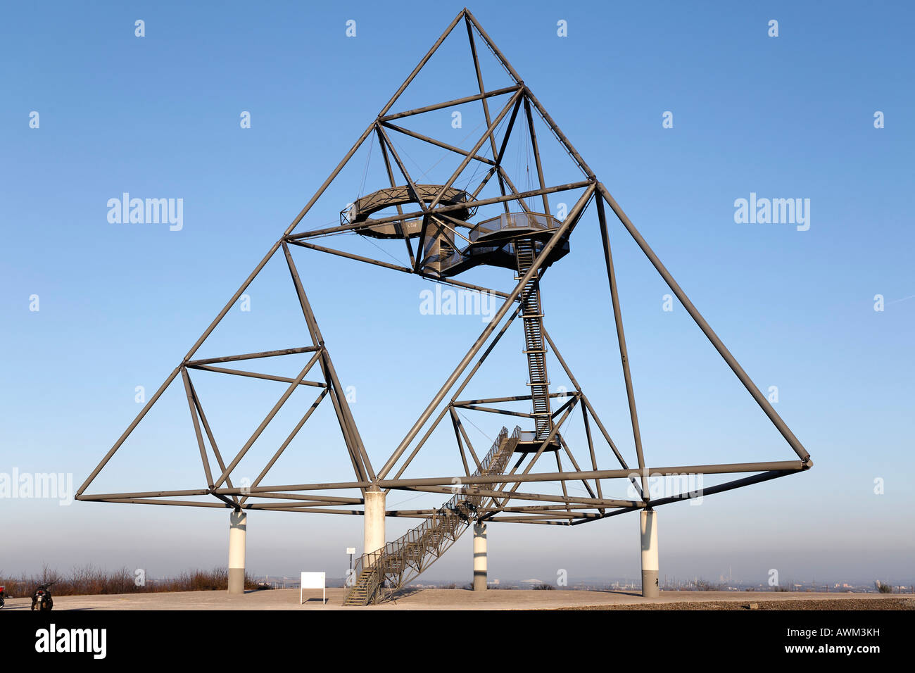 Tetrahedron made of steel pipes, pyramid-shaped observation platform, Prosper II Mine, Bottrop, North Rhine-Westphalia, Germany Stock Photo