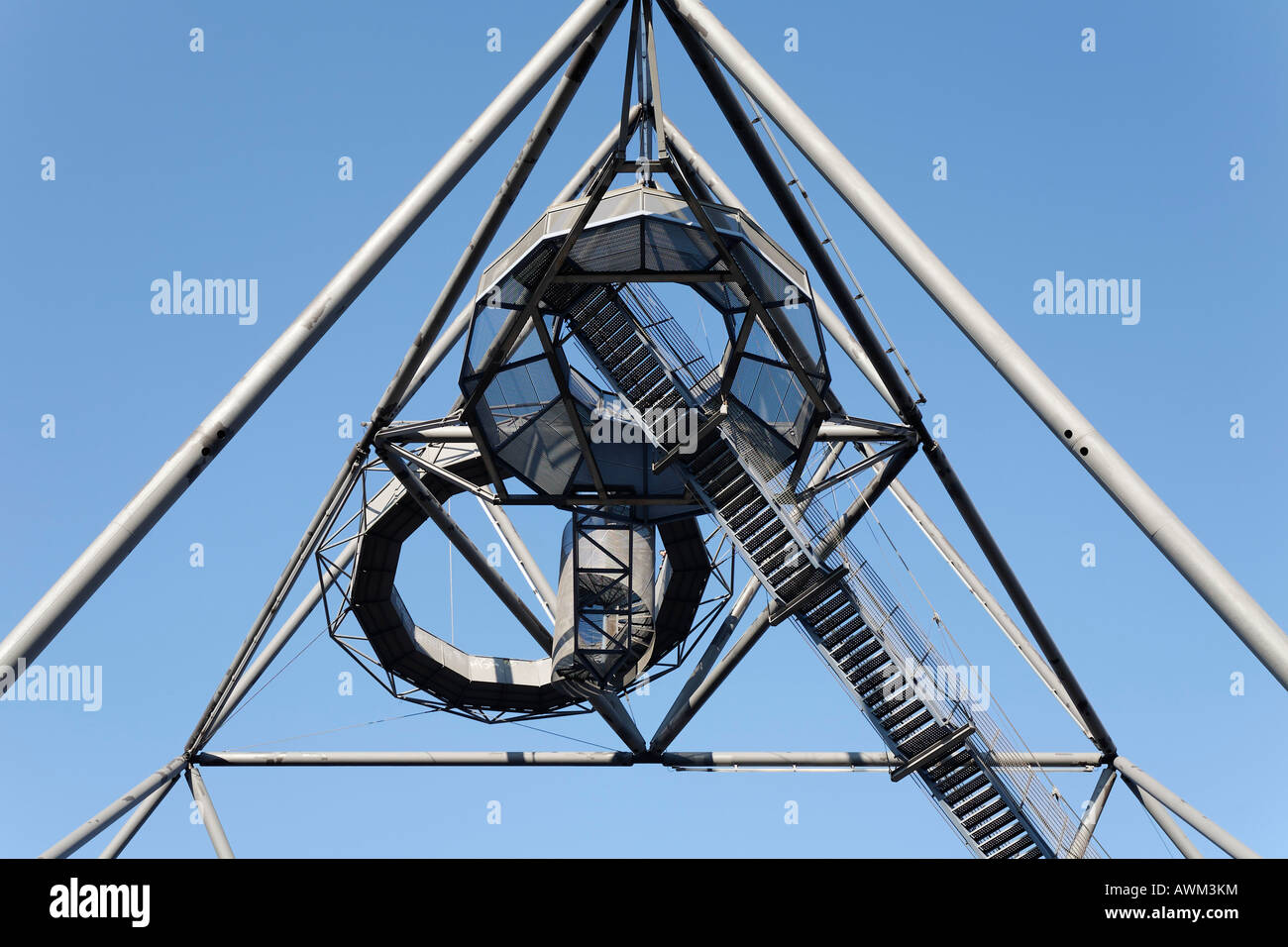 Tetrahedron made of steel pipes, pyramid-shaped observation platform, Prosper II Mine, Bottrop, North Rhine-Westphalia, Germany Stock Photo
