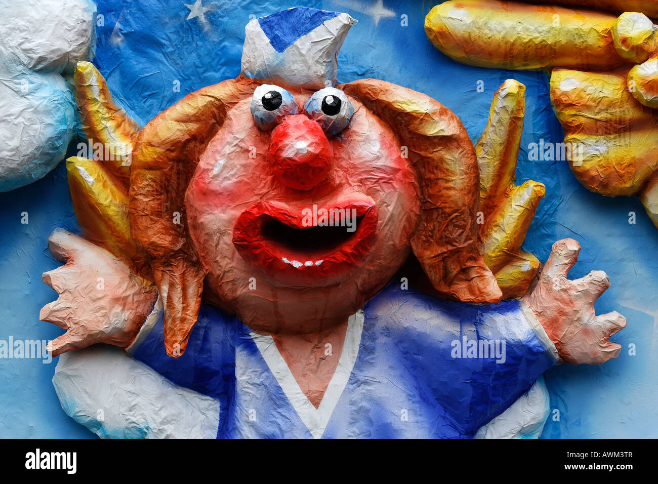 Paper-maché angel with outspread arms, Carnival (Mardi Gras) parade in Duesseldorf, North Rhine-Westphalia, Germany, Europe Stock Photo