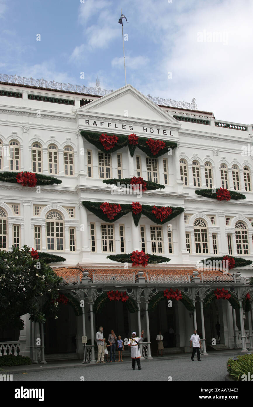 Raffles hotel christmas decoration singapore hires stock photography